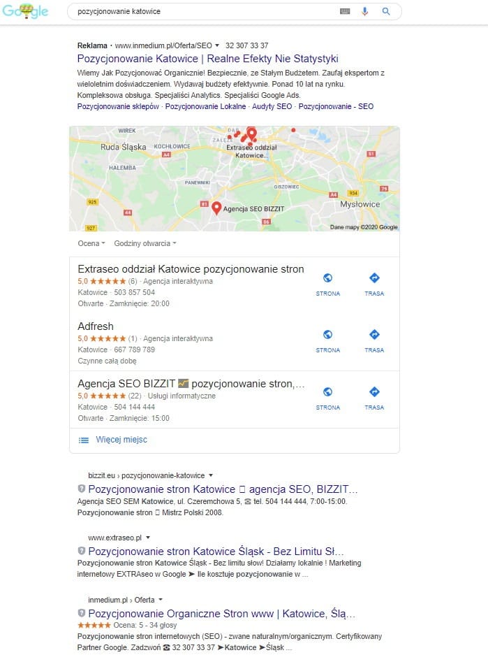 Pozycjonowanie lokalne - najczęściej zadawane pytania 3 wyniki seo lokalne Google