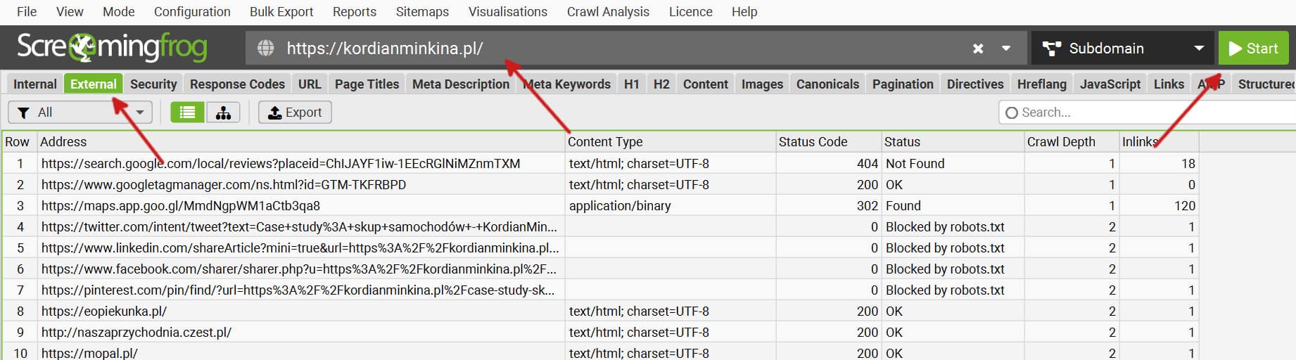 Jak sprawdzić linki wychodzące ze strony? 8 ScreamingFrog